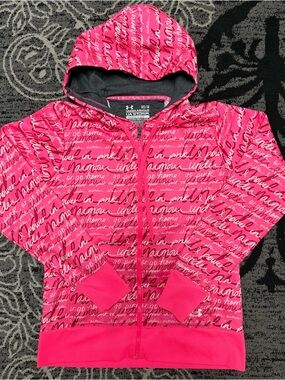 Under Armour UA Storm Hot Pink Breast Cancer Script Zip Hoodie